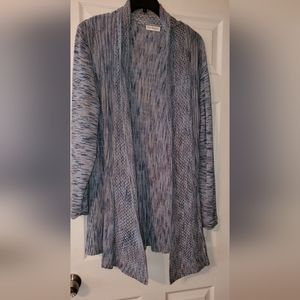 Kim Rogers Fall cardigan in blue tones 1X